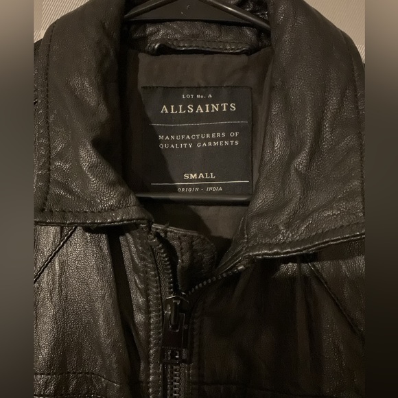 Allsaints Shift Leather Bomber Jacket Black Men - Picture 5 of 9